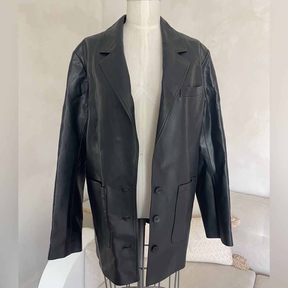 SILK MAISON FAUX LEATHER BLAZER OVERSIZED | Size S